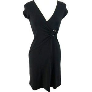Lipstick Little Black Size Small‎ Faux Wrap bodycon 90's short sleeve Dress